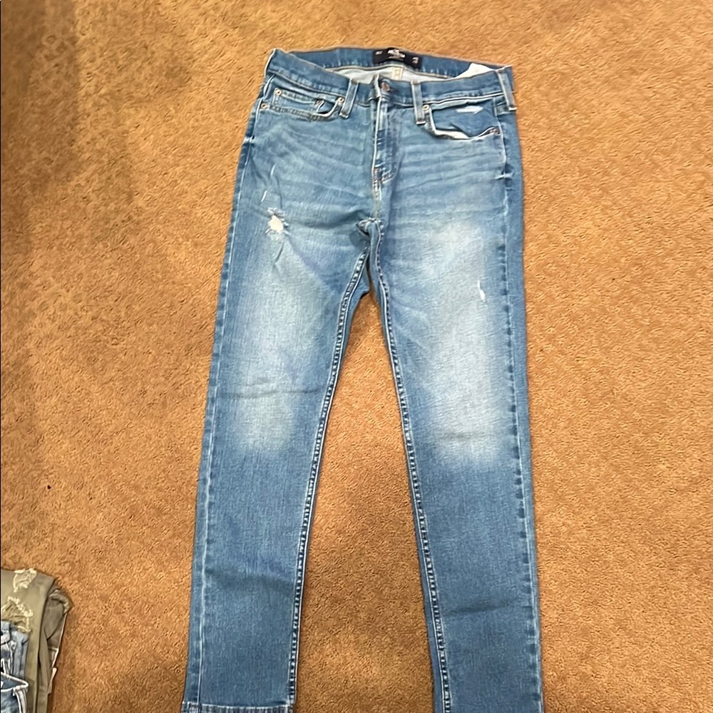 Hollister Blue Skinny Jeans with Classic Fading